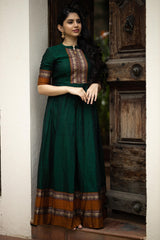 High Demanding Beautiful Dark Green colored Jacquard Gown