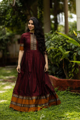 On Demanding Beautiful Brown colored Jacquard Gown