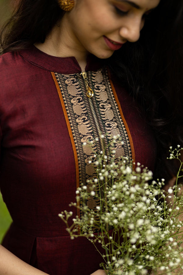 On Demanding Beautiful Brown colored Jacquard Gown